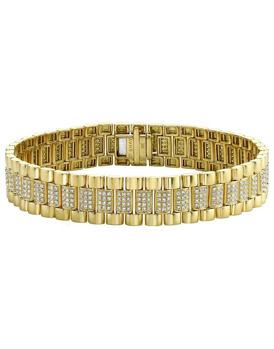 SHAY JEWELRY-Partial Pave Rail Link Bracelet-YELLOW GOLD
