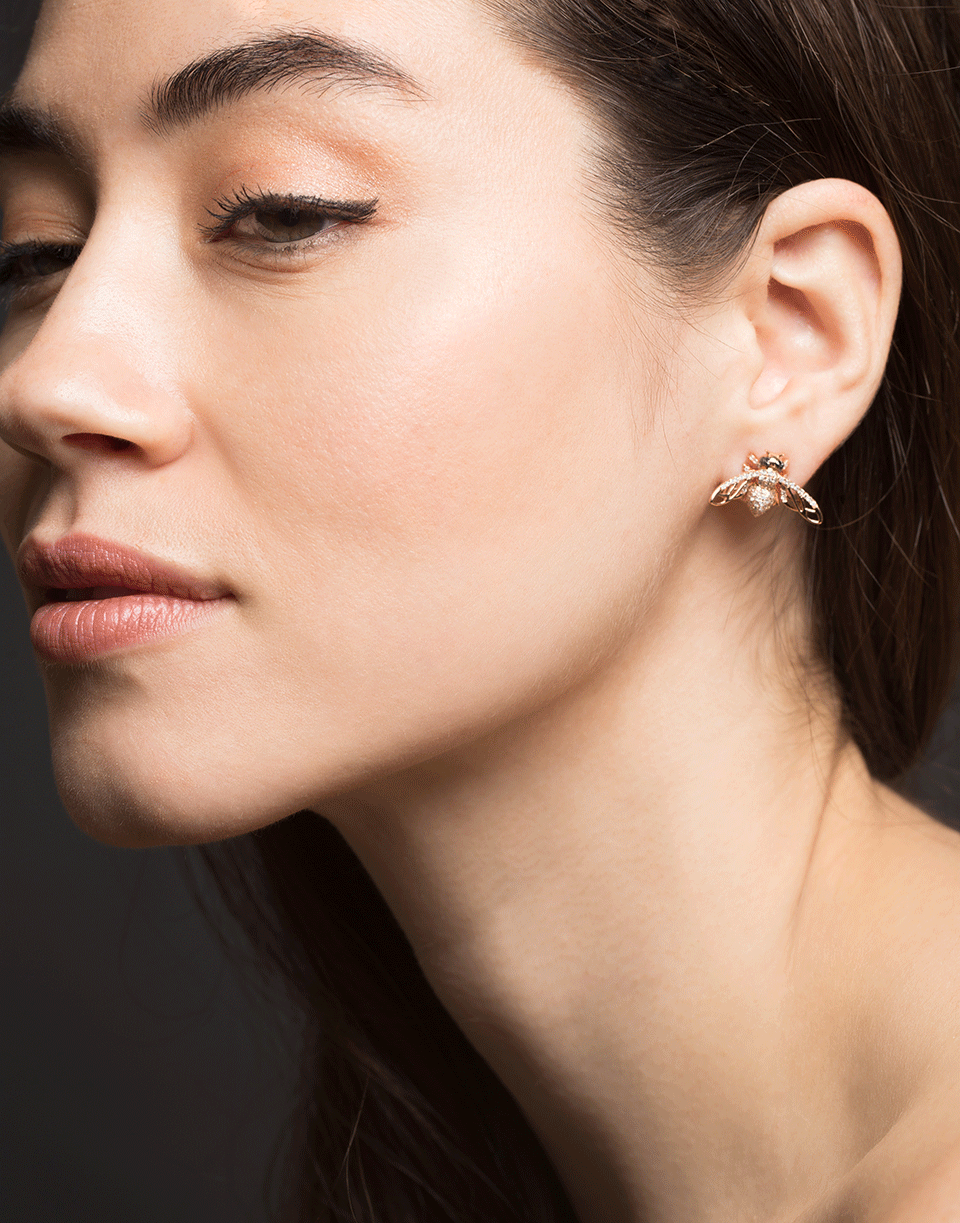 SHAY JEWELRY-Pave Bee Studs-ROSE GOLD