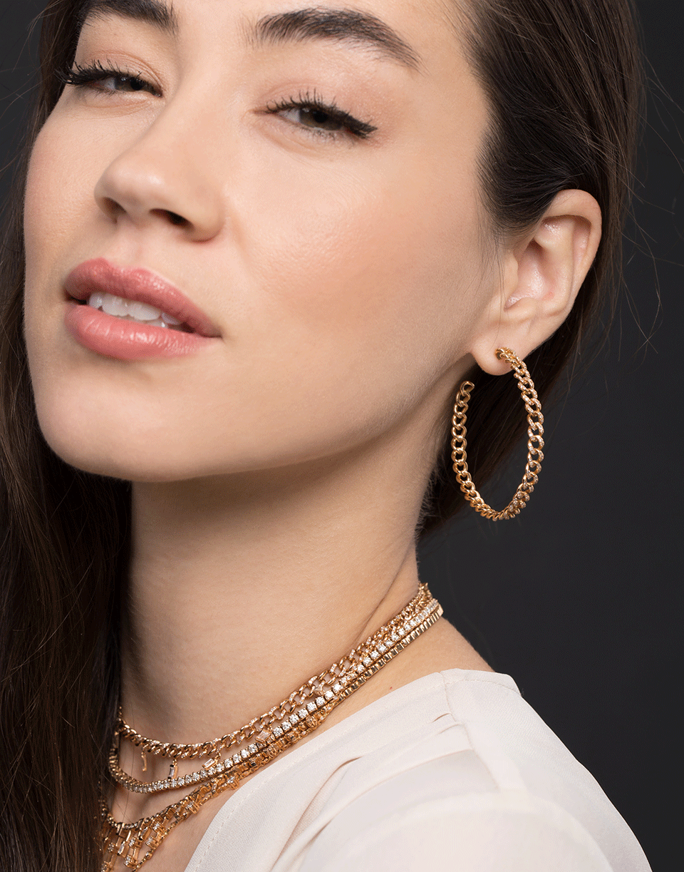 SHAY JEWELRY-Pave Link Hoops-ROSE GOLD