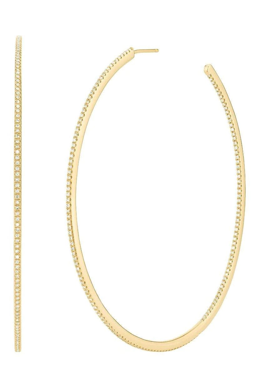 SHAY JEWELRY-XL Pave Diamond Single Row Hoops-YELLOW GOLD