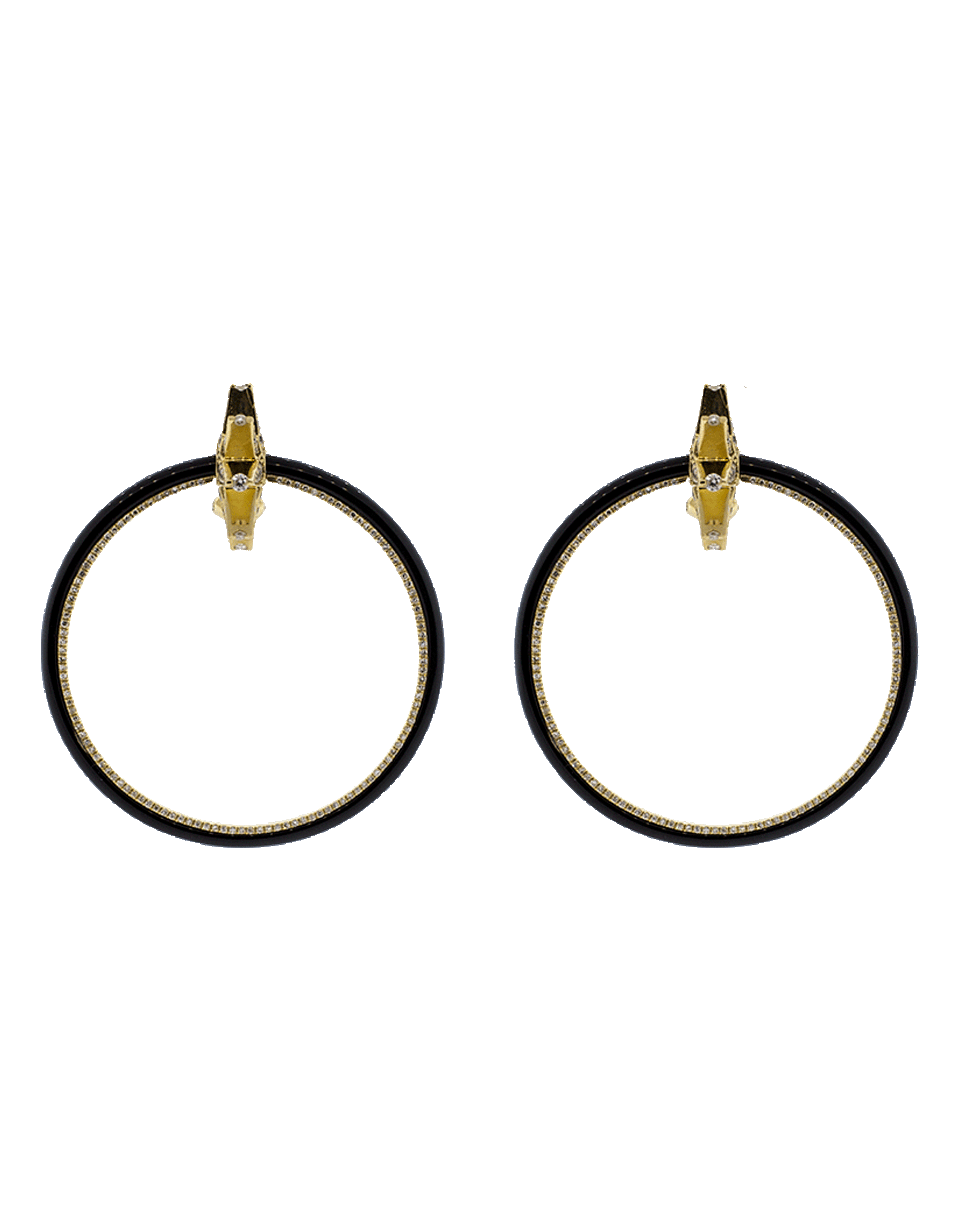 SHAY JEWELRY-Black Agate & Diamond Hoop Earrings-YELLOW GOLD