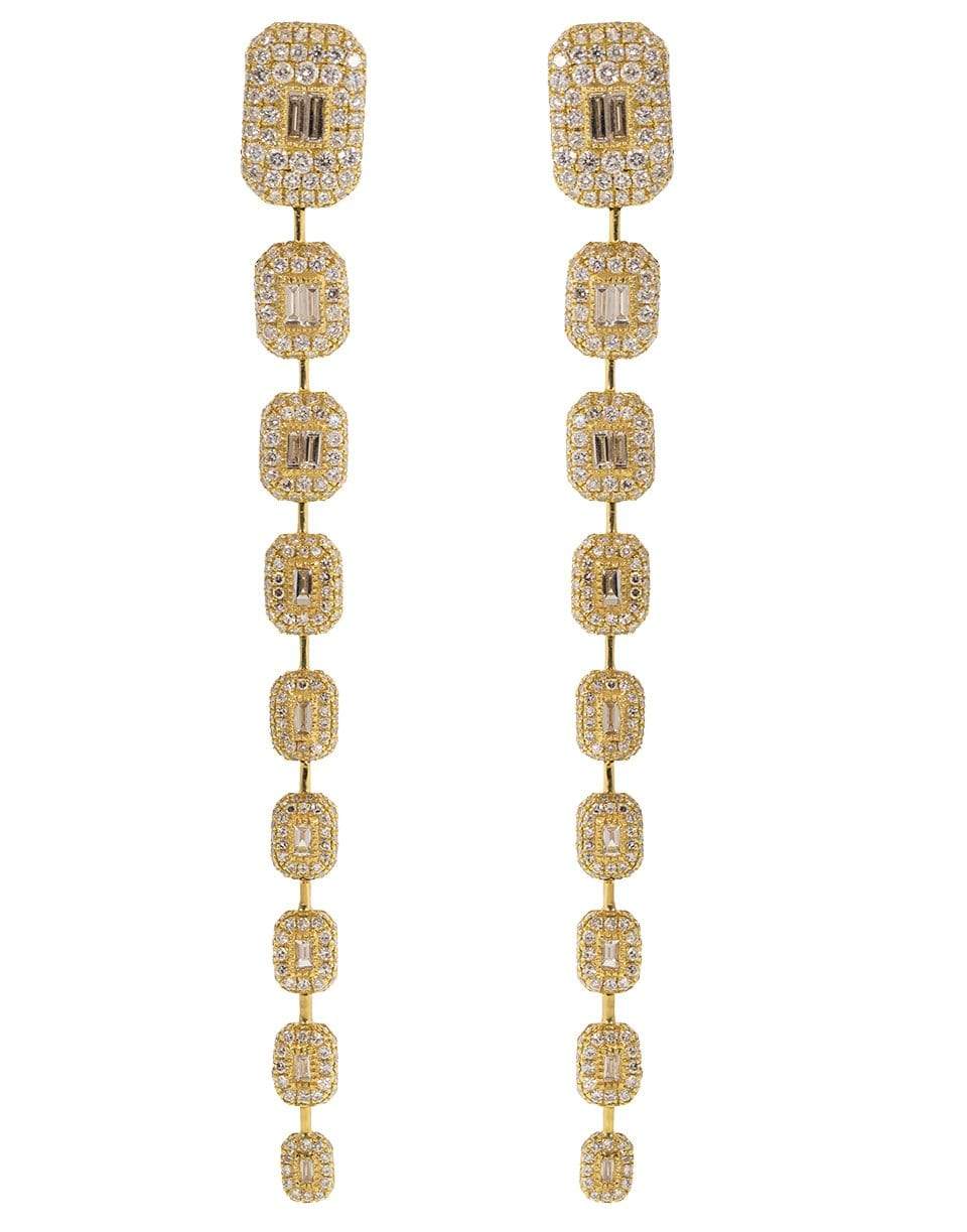 SHAY JEWELRY-Nine Drop Pave and Baguette Diamond Earrings-YELLOW GOLD