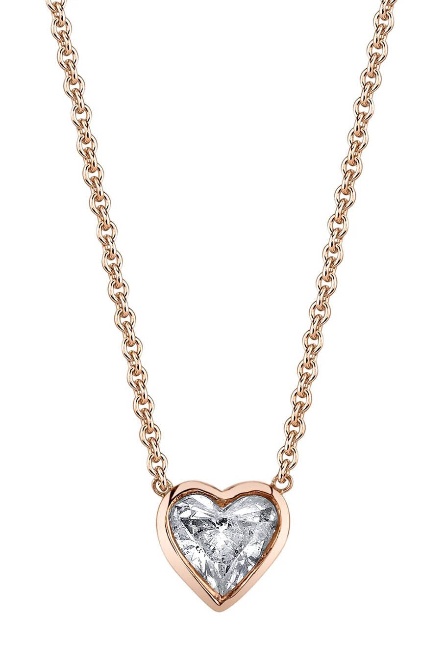 SHAY JEWELRY-Diamond Bezel Heart Necklace-ROSE GOLD