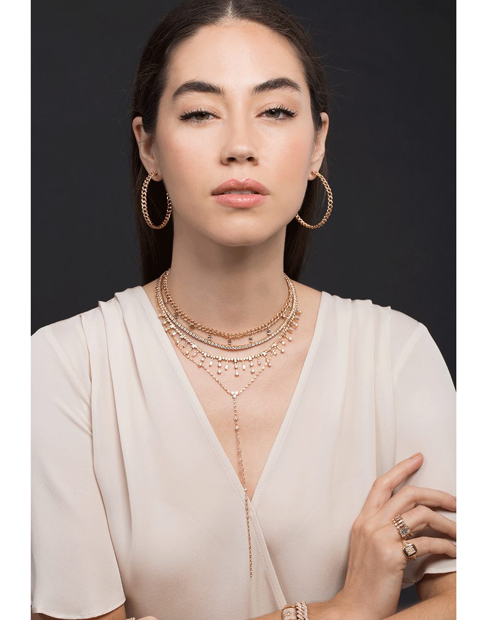 SHAY JEWELRY-Diamond Infinity Station 'Y' Necklace-ROSE GOLD