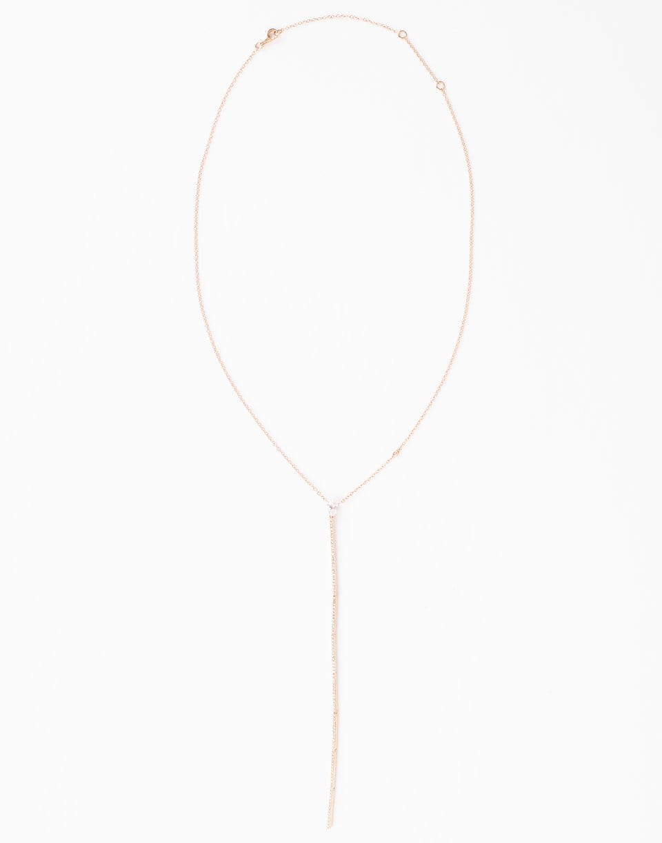SHAY JEWELRY-Elongated Diamond Stick Necklace-ROSE GOLD