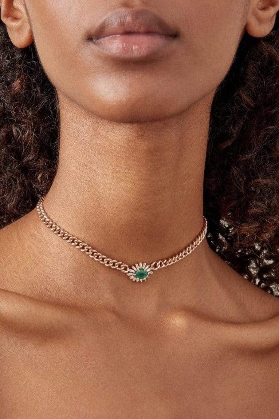 SHAY JEWELRY-Emerald Evil Eye Necklace-ROSE GOLD