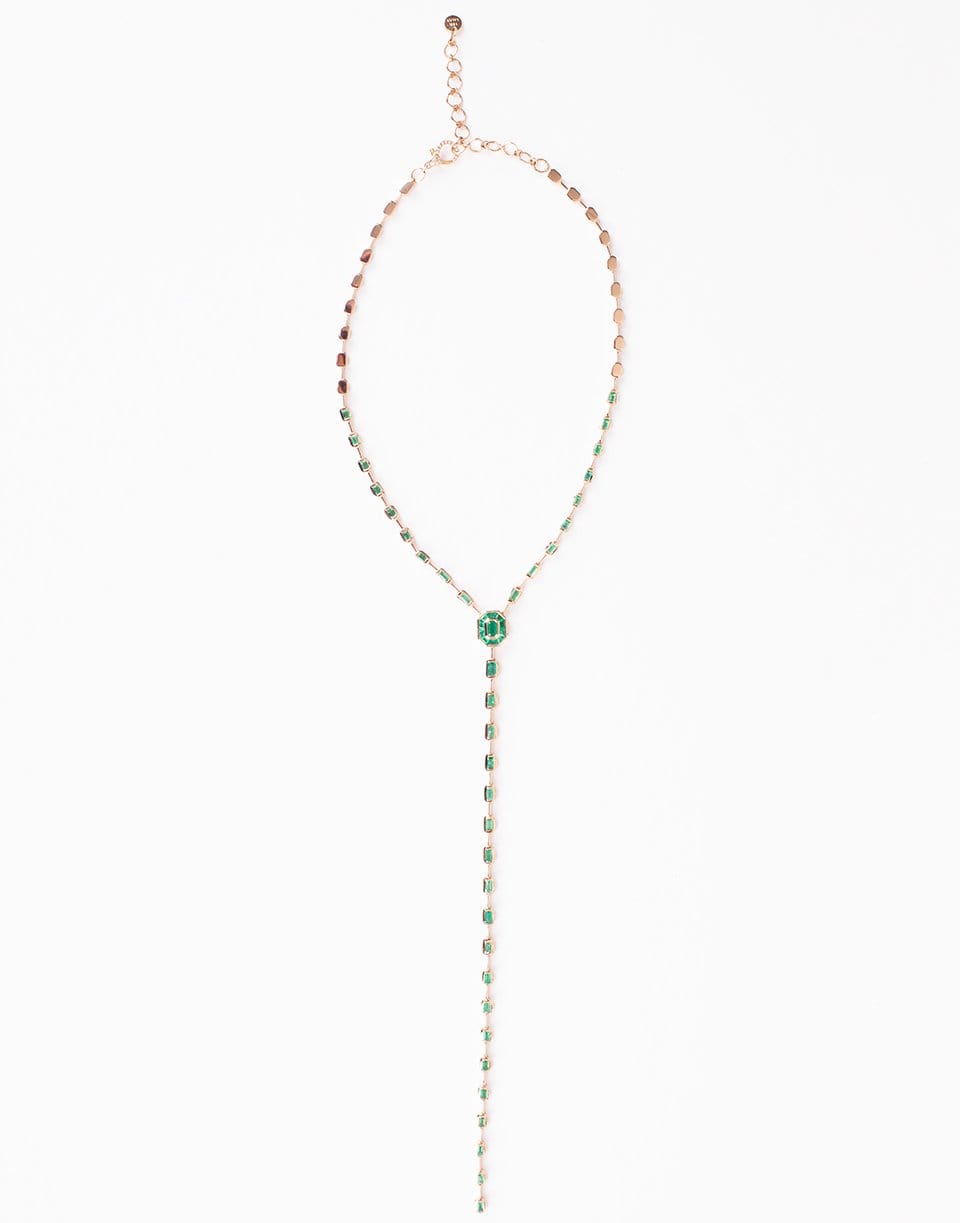 SHAY JEWELRY-Emerald Illusion Y Drop Necklace-ROSE GOLD