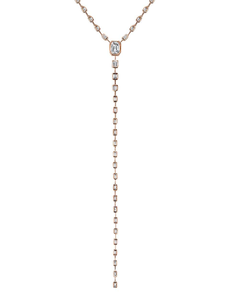 SHAY JEWELRY-Illusion Y Drop Baguette Diamond Necklace-ROSE GOLD