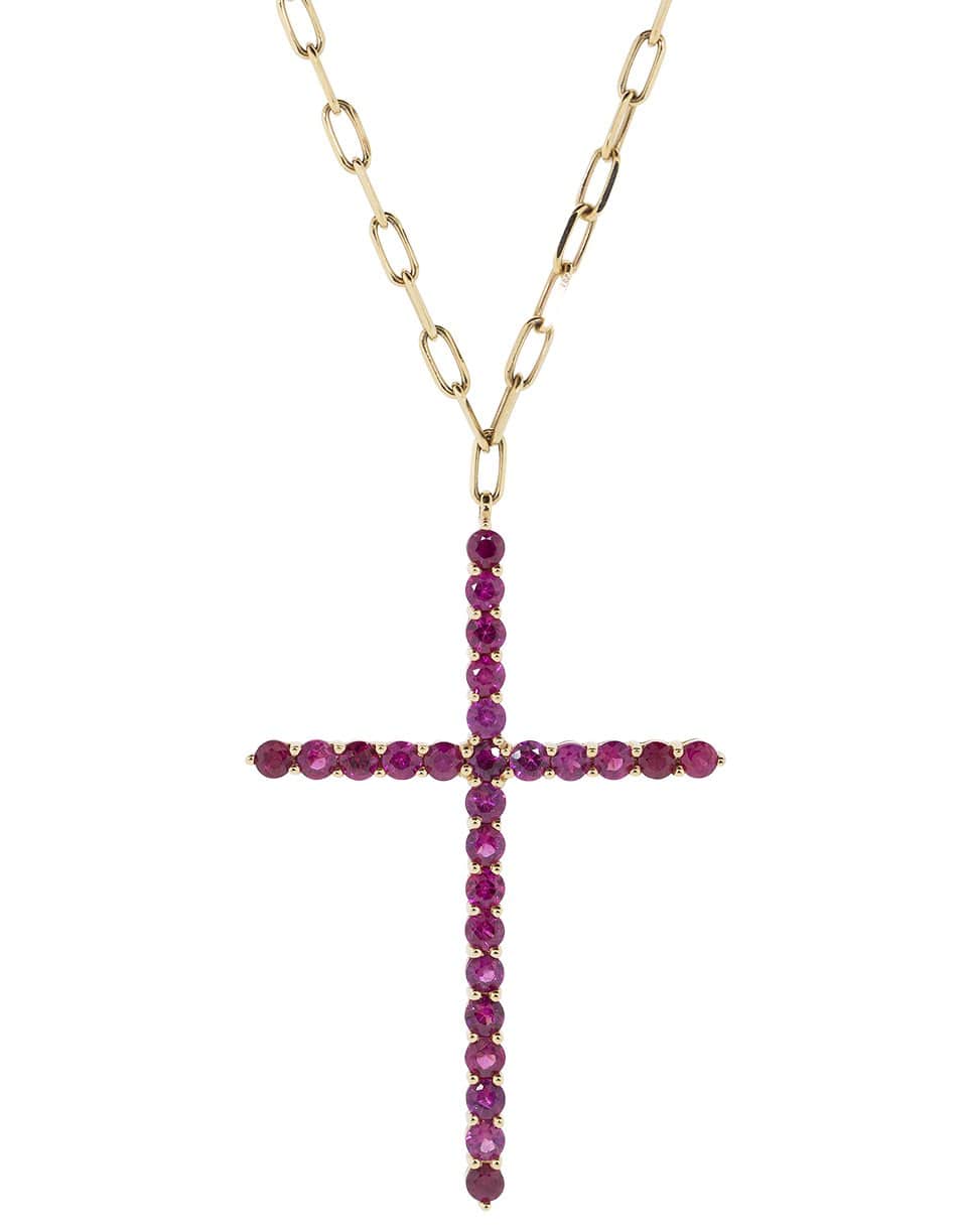 SHAY JEWELRY-Large Ruby Cross Pendant Necklace-ROSE GOLD