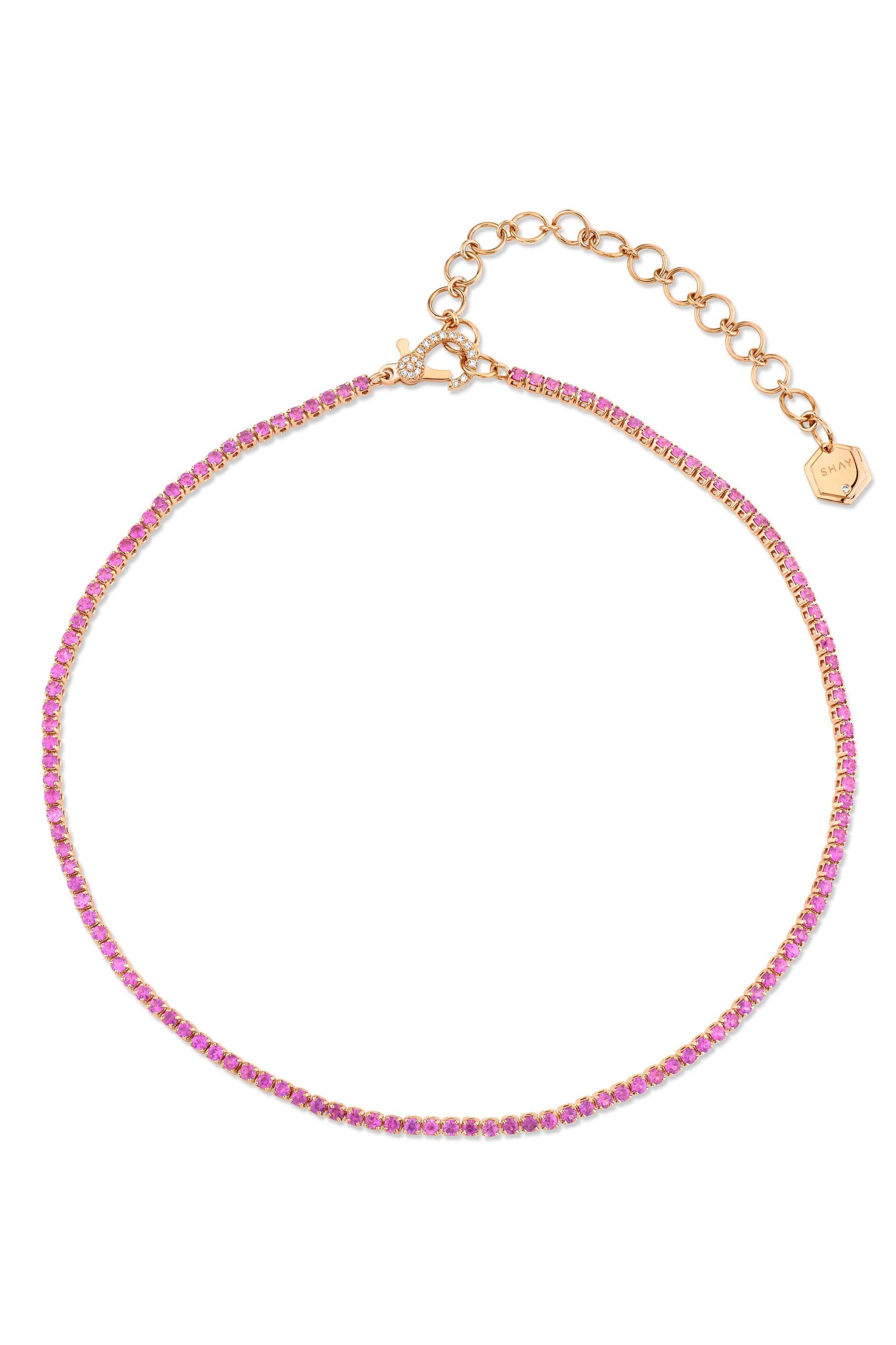 SHAY JEWELRY-Pink Sapphire Single Line Threads Choker-ROSE GOLD