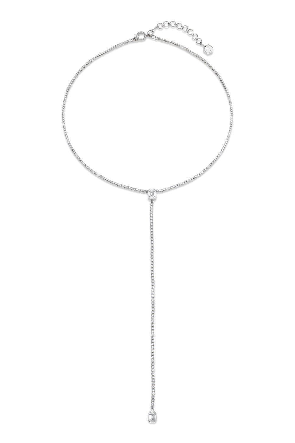 SHAY JEWELRY-Illusion Drop Y Necklace-WHITE GOLD