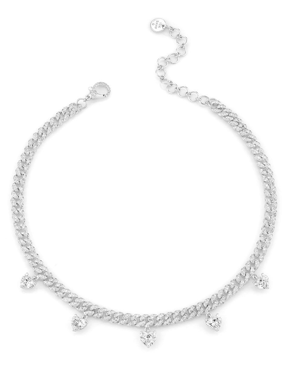 SHAY JEWELRY-Mini Pave Link Heart Drop Necklace-WHITE GOLD