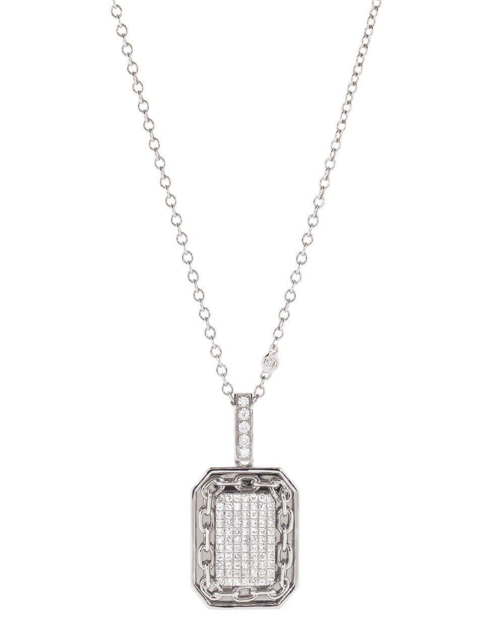 SHAY JEWELRY-Pave Link Border Pendant Necklace-WHITE GOLD