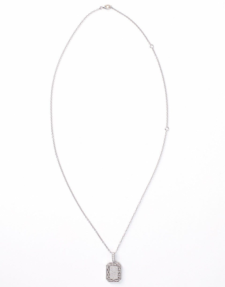 SHAY JEWELRY-Pave Link Border Pendant Necklace-WHITE GOLD