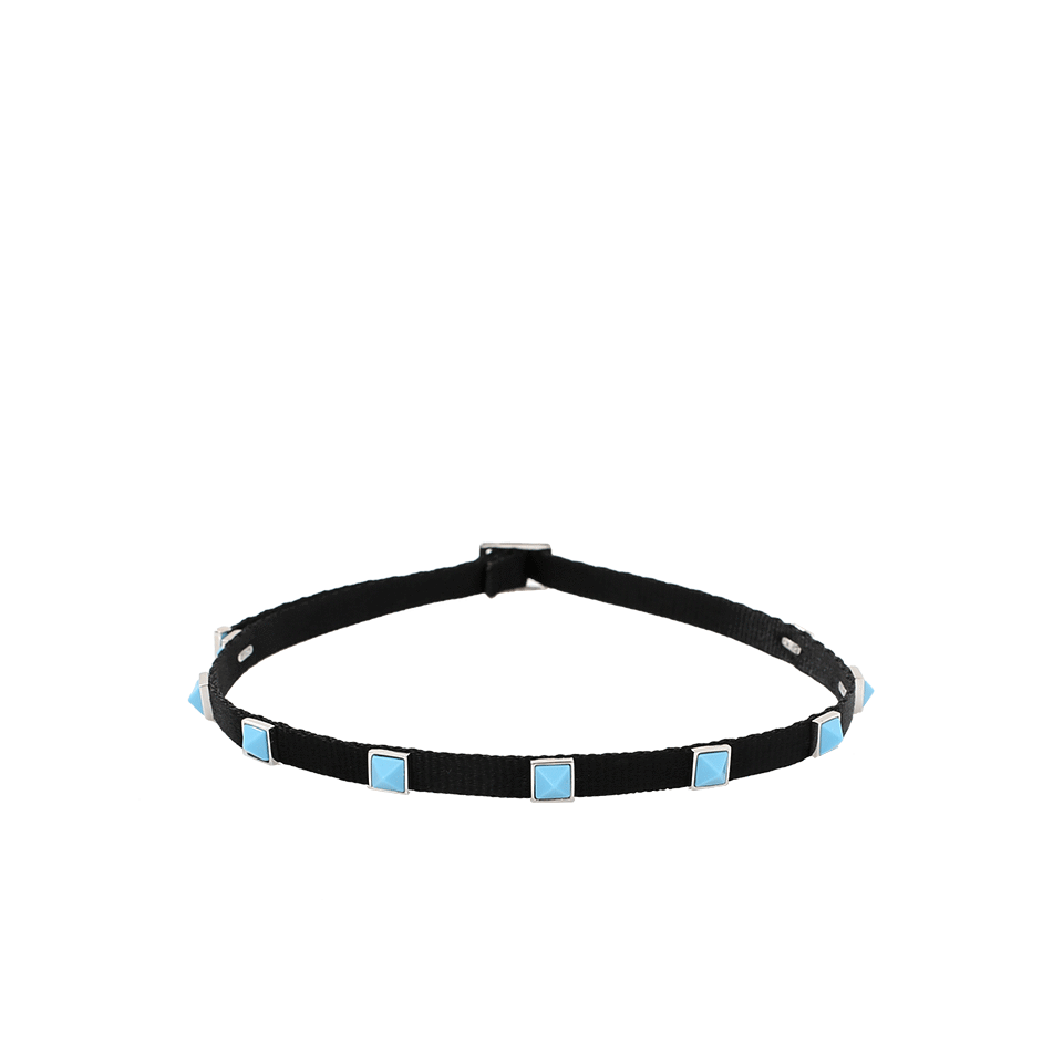 SHAY JEWELRY-Turquoise Studded Choker-WHITE GOLD