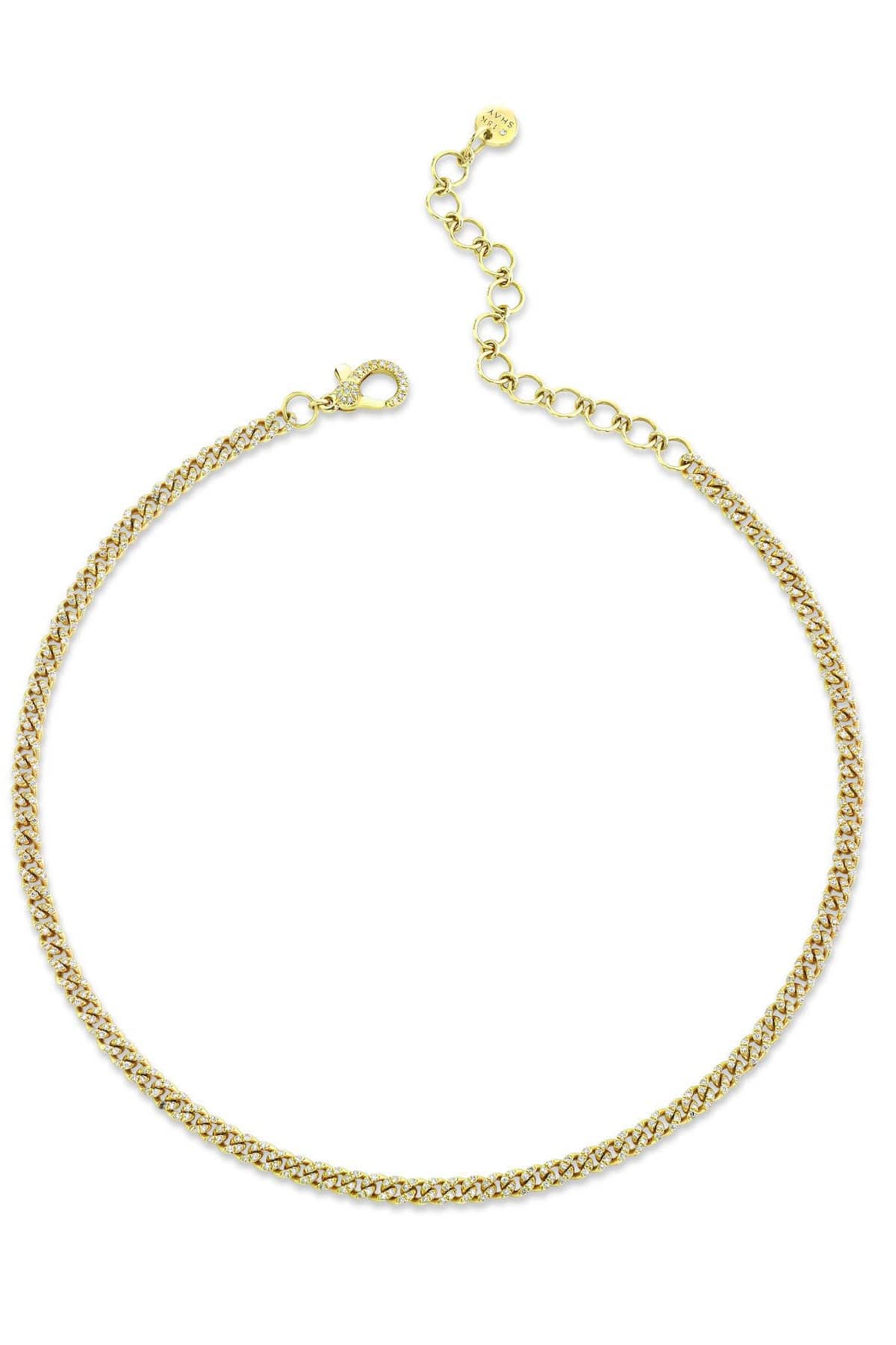 SHAY JEWELRY-Diamond Pave Baby Link Necklace-YELLOW GOLD