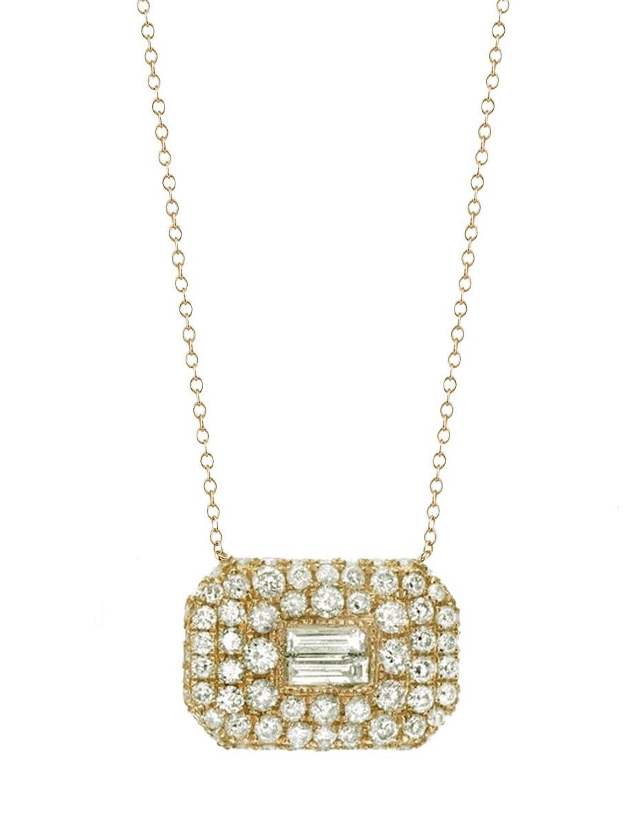 SHAY JEWELRY-Diamond Pave Baguette Necklace-YELLOW GOLD