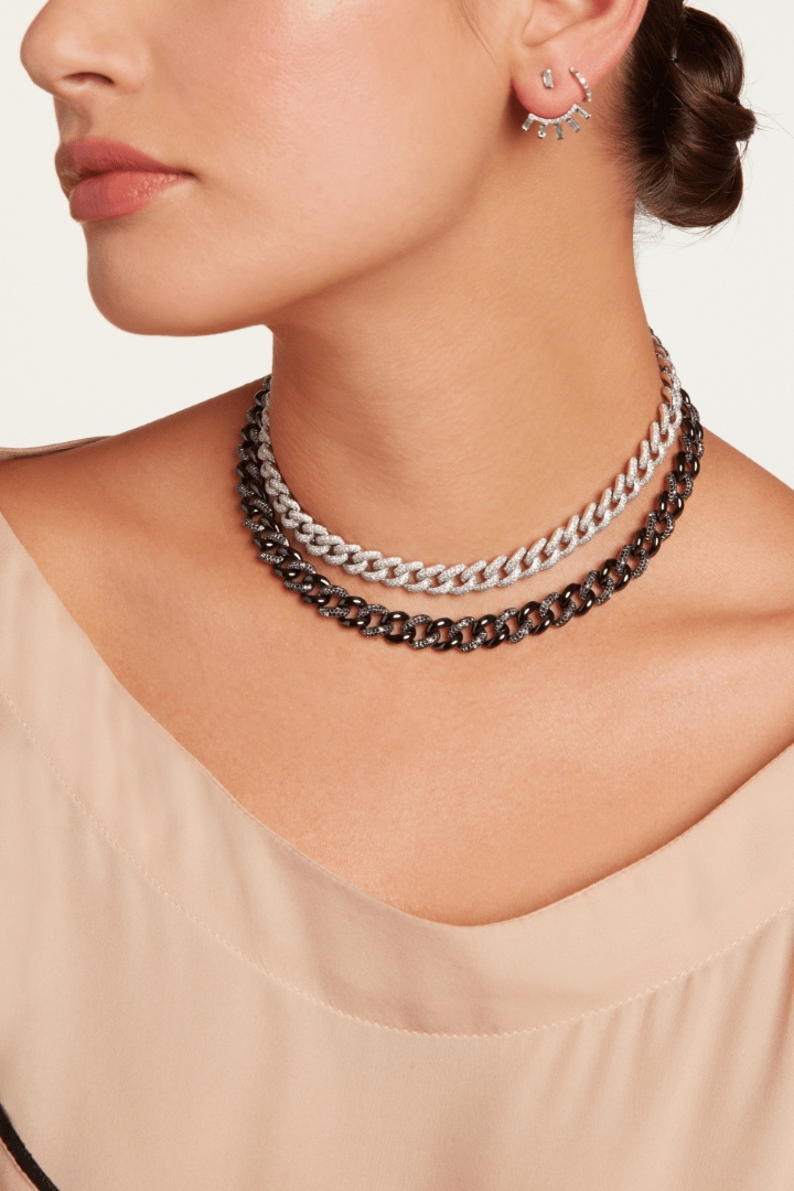 SHAY JEWELRY-Diamond Pave Essential Link Choker-YELLOW GOLD