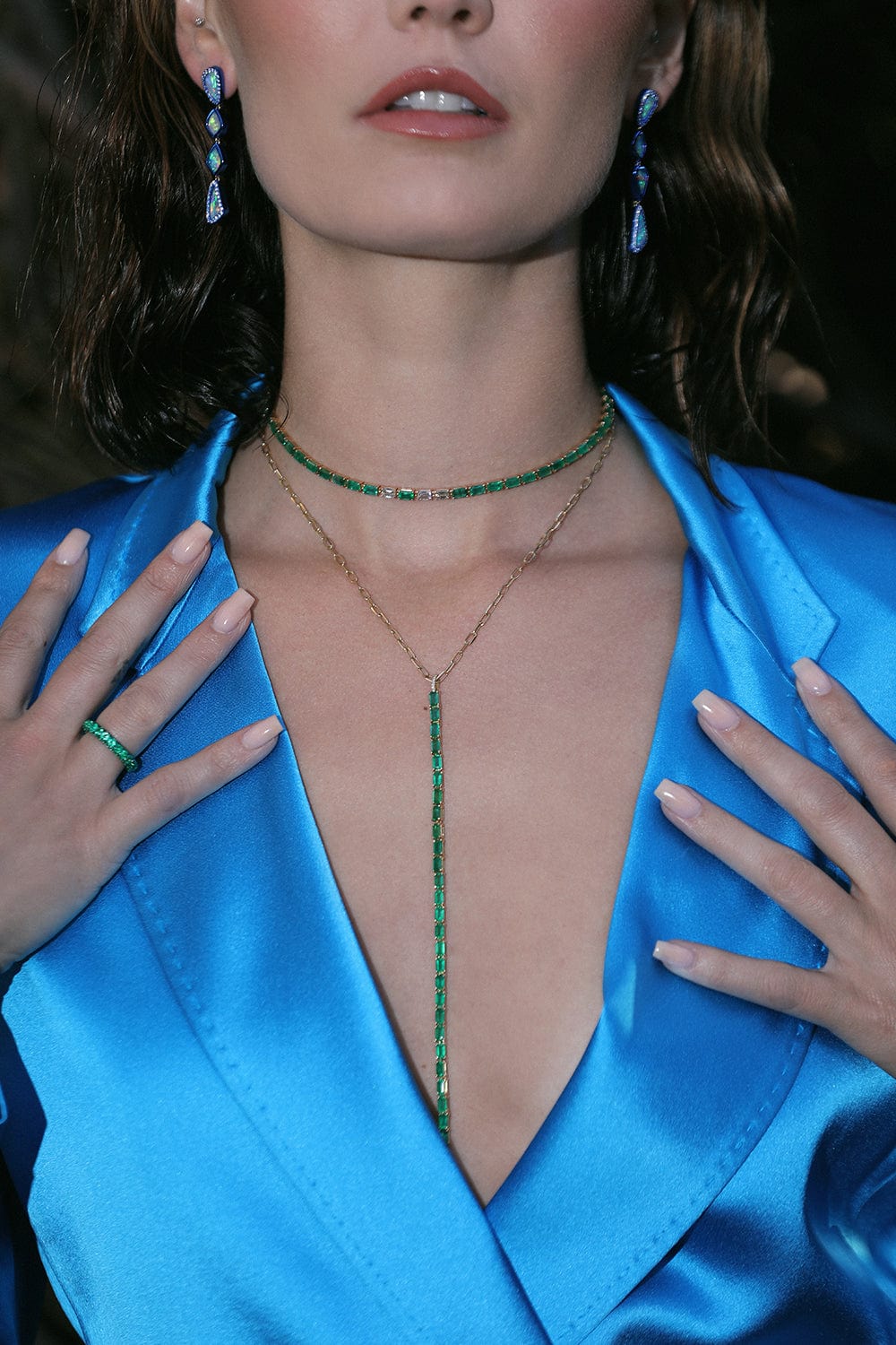 SHAY JEWELRY-Emerald Stick Y Necklace-YELLOW GOLD
