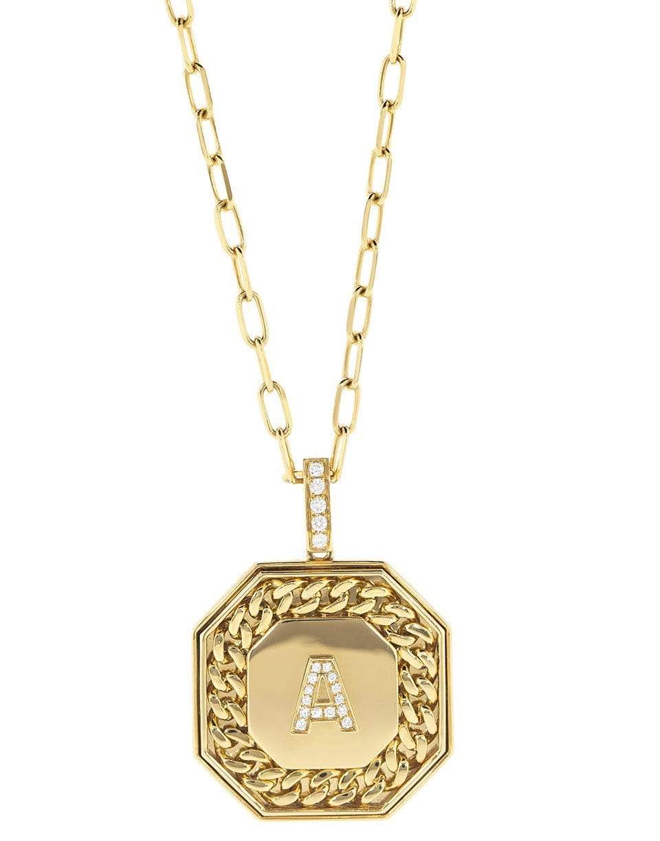 SHAY JEWELRY-Initial Disc Link Wrap Pendant Necklace-YELLOW GOLD