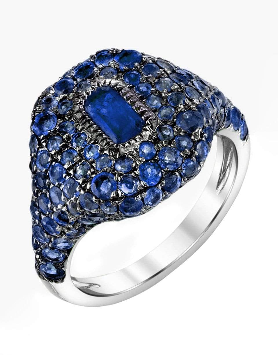 SHAY JEWELRY-Pave Blue Sapphire Pinky Ring-ROSE GOLD