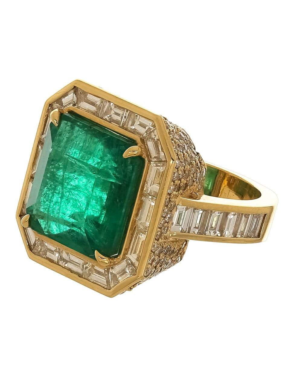 SHAY JEWELRY-Emerald and Baguette Border Ring-ROSE GOLD