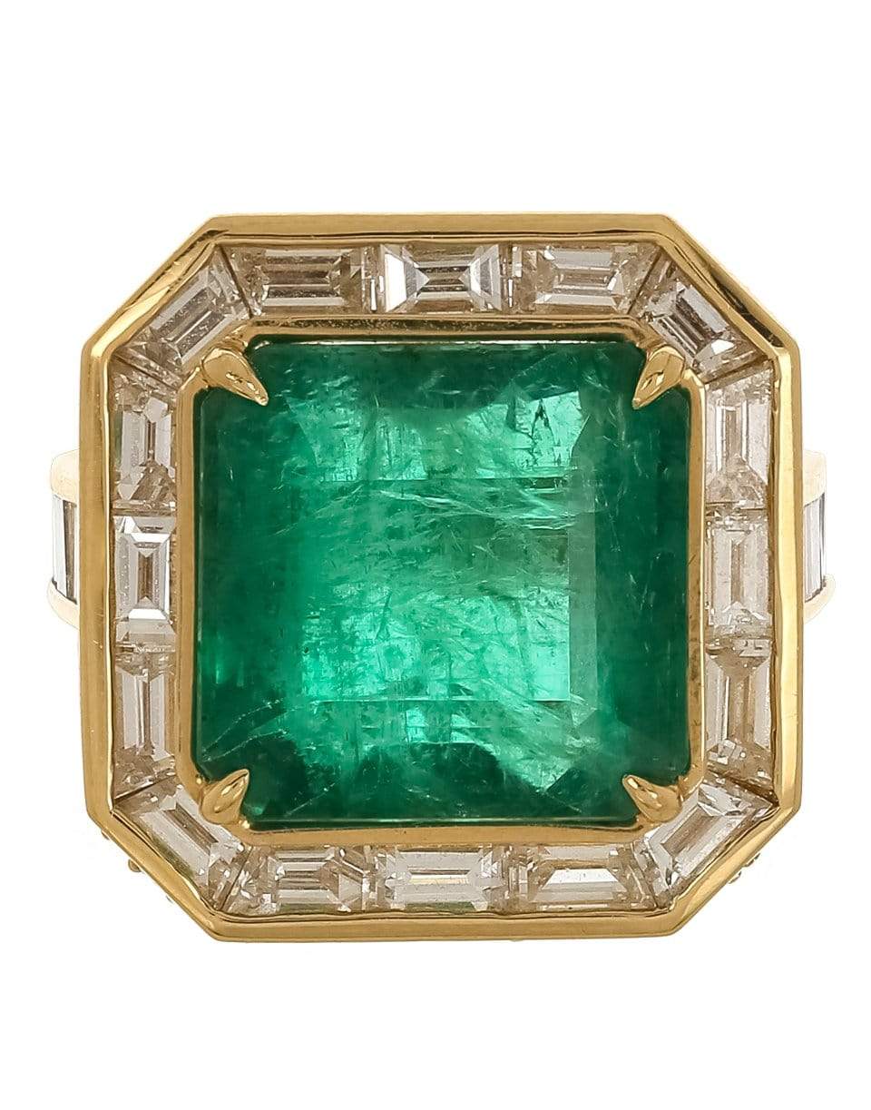 SHAY JEWELRY-Emerald and Baguette Border Ring-ROSE GOLD