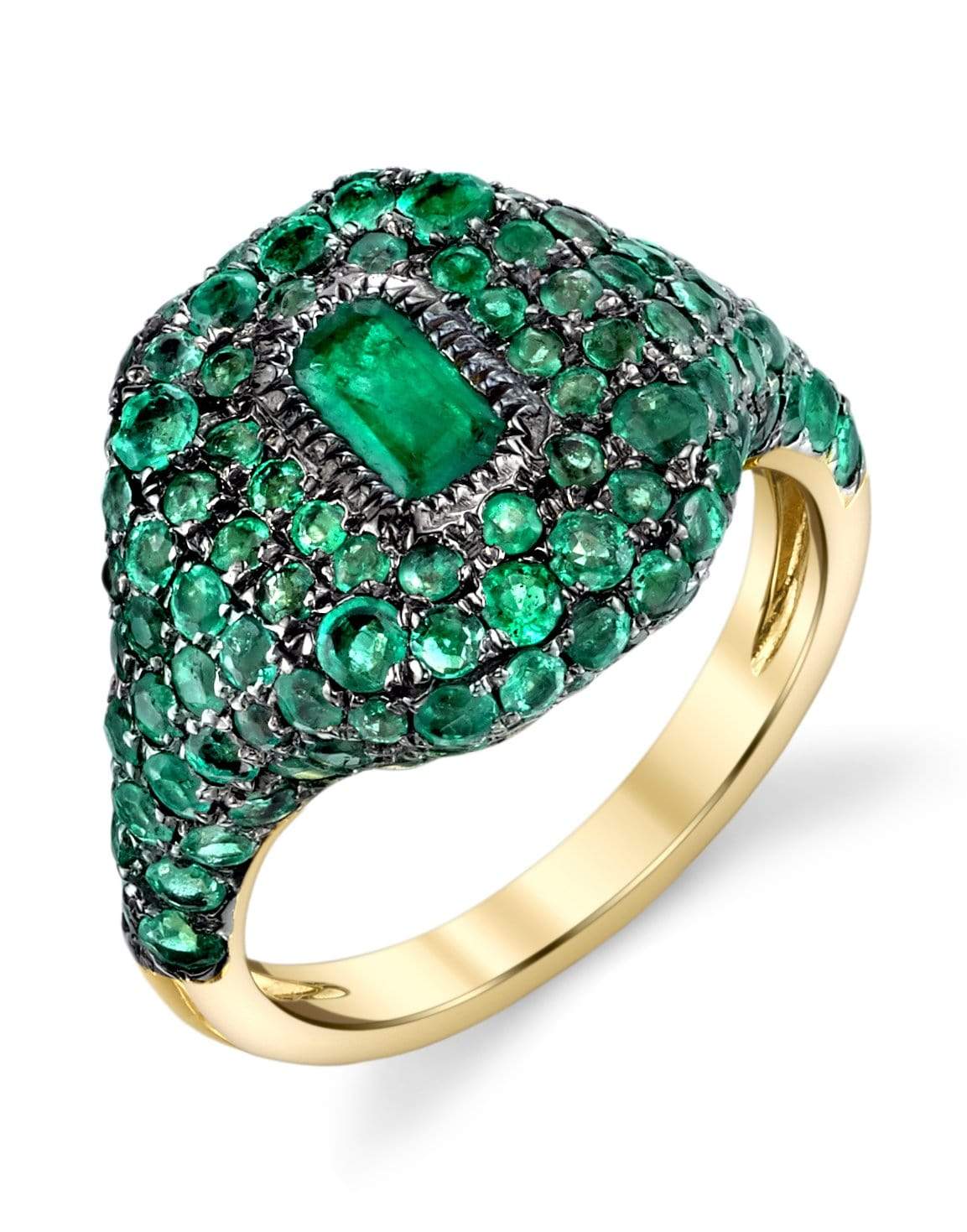 SHAY JEWELRY-Emerald Pave Pinky Ring-YELLOW GOLD