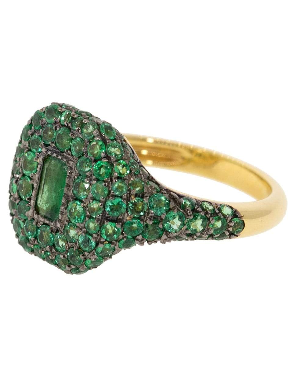 SHAY JEWELRY-Pave Emerald Pinky Ring-YELLOW GOLD