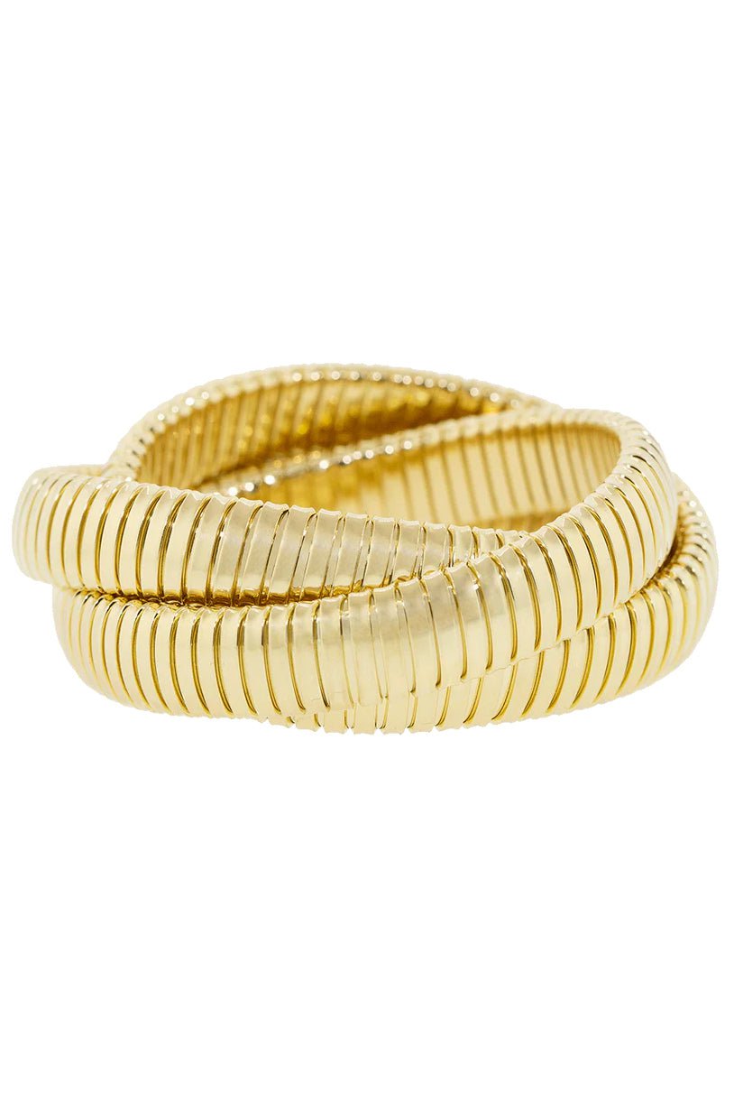 SIDNEY GARBER-Three Band Yellow Gold Rolling Bracelet-YELLOW GOLD