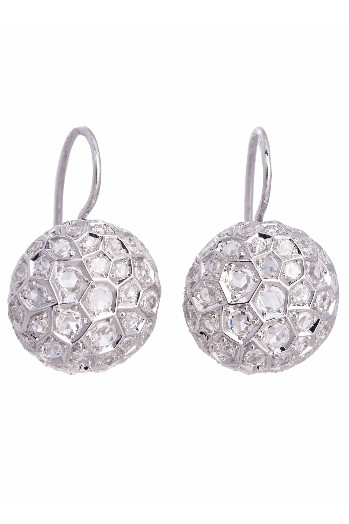 SIDNEY GARBER-Small Diamond Honeycomb Earrings-WHITE GOLD