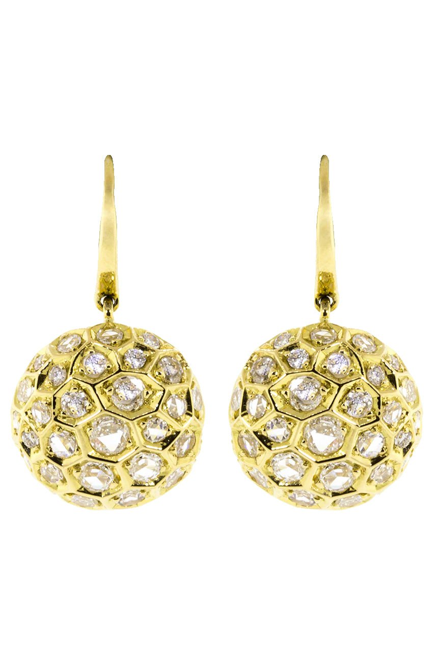 SIDNEY GARBER-Diamond Honeycomb Drop Earrings-YELLOW GOLD