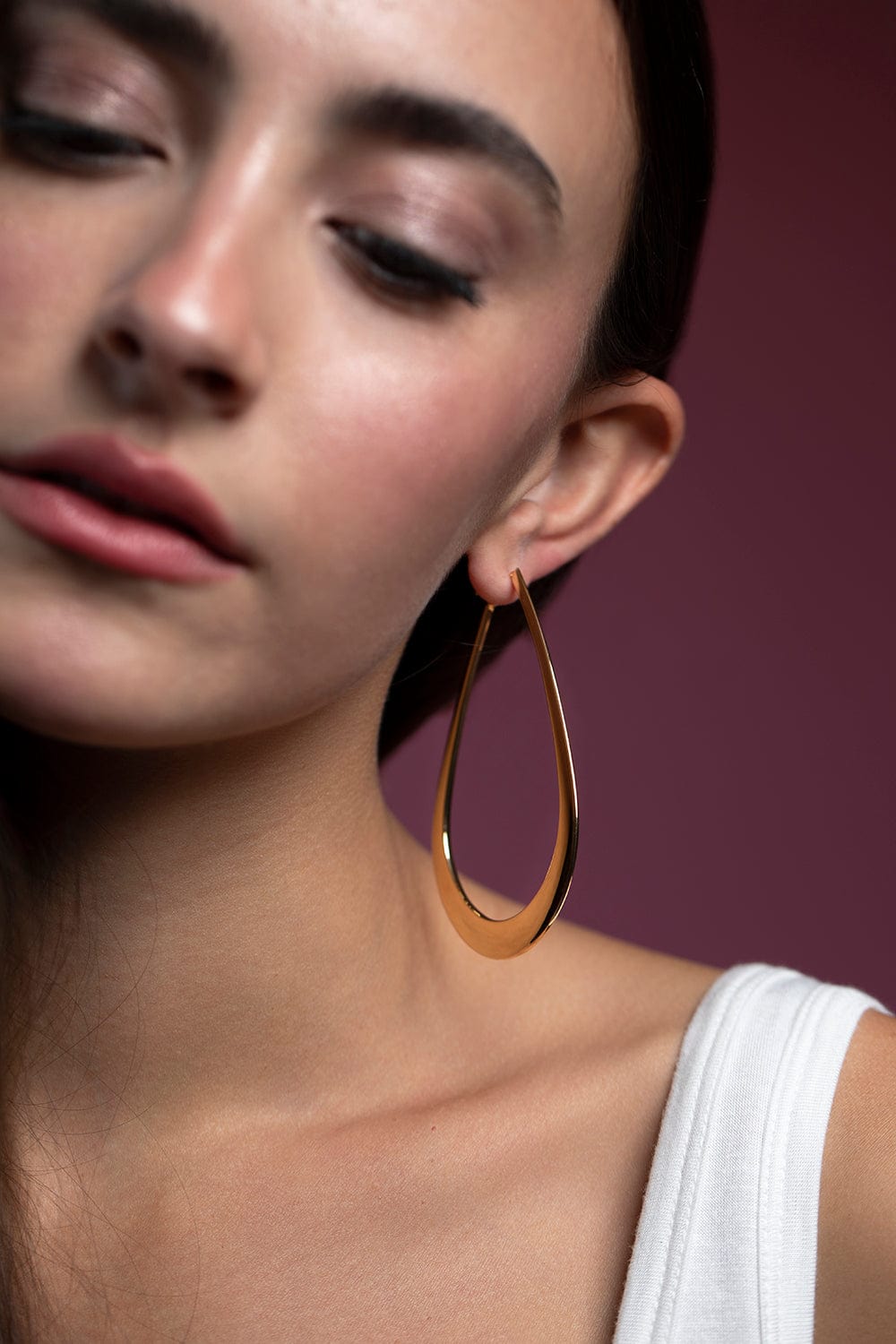 SIDNEY GARBER-Crescent Teardrop Hoops - Yellow Gold-YELLOW GOLD