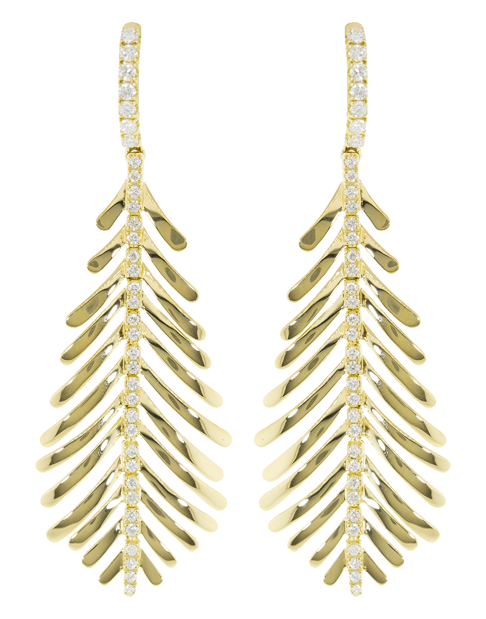 SIDNEY GARBER-Diamond Spine Plume Earrings-YELLOW GOLD