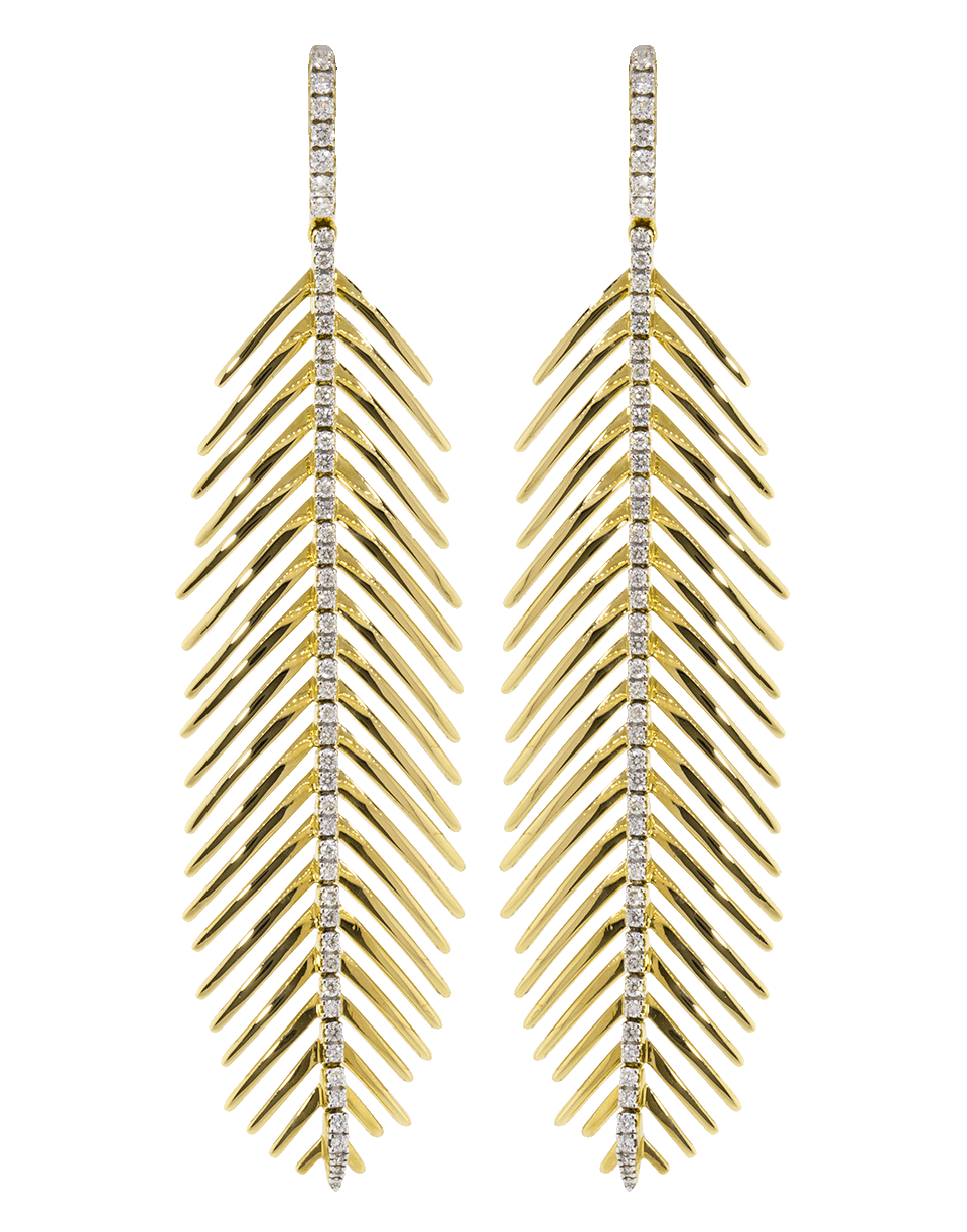 SIDNEY GARBER-Large Feathers That Move Diamond Earrings-YELLOW GOLD