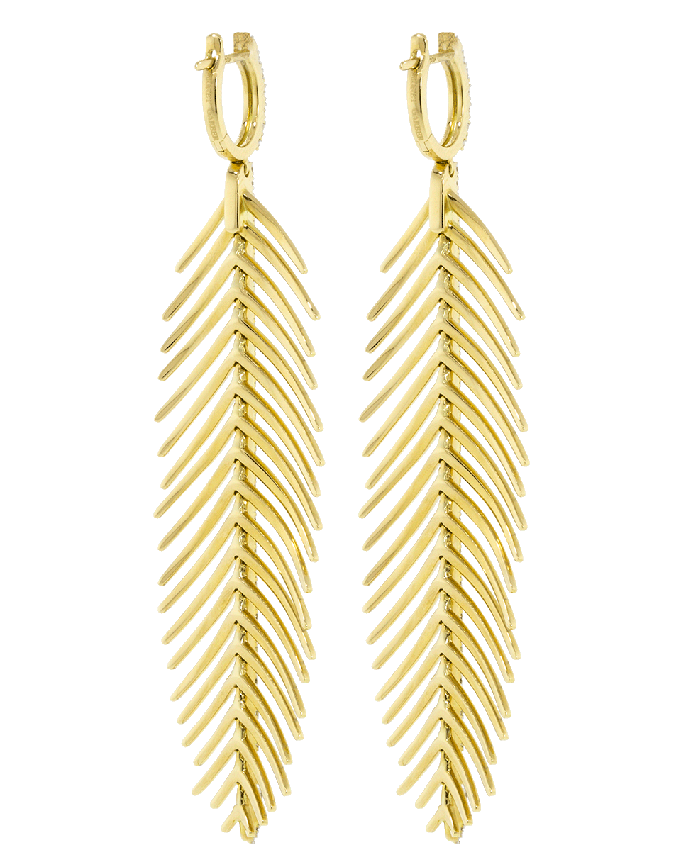 SIDNEY GARBER-Large Feathers That Move Diamond Earrings-YELLOW GOLD