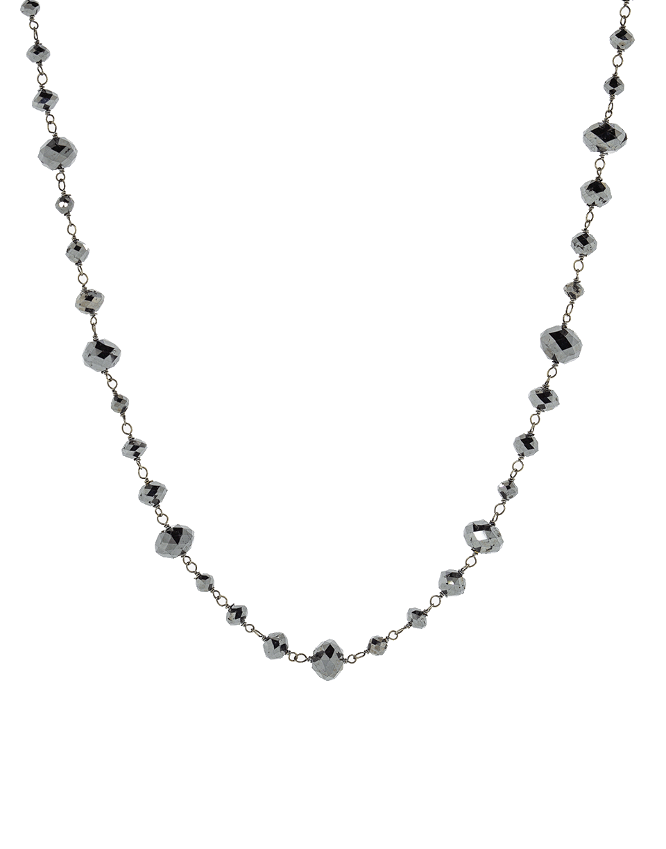 SIDNEY GARBER-Black Diamond Bead Wire Wrap Necklace-BLKGOLD