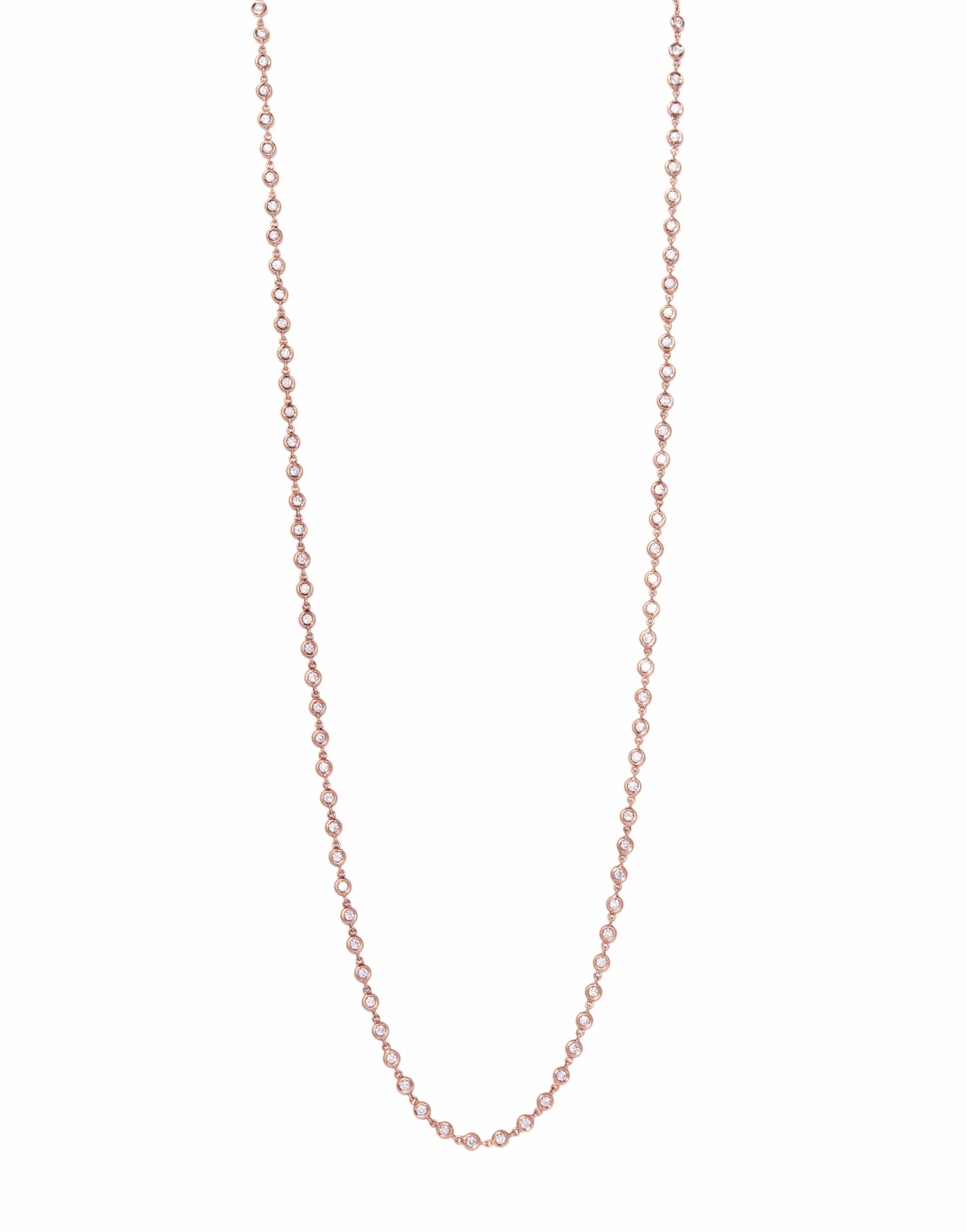 SIDNEY GARBER-Diamond Bezel Set Superlative Necklace - Rose Gold-ROSE GOLD