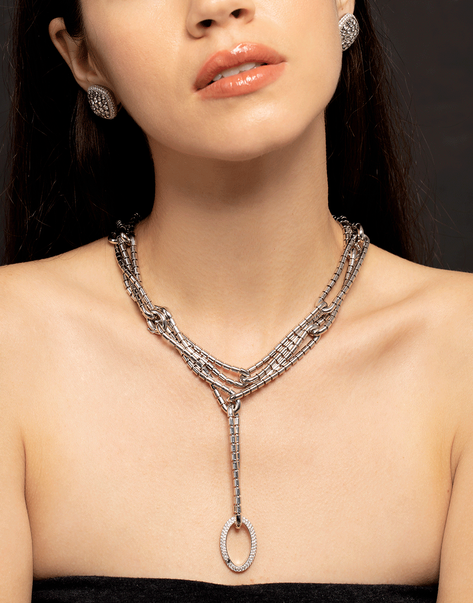 SIDNEY GARBER-Flexible Link Necklace-WHITE GOLD