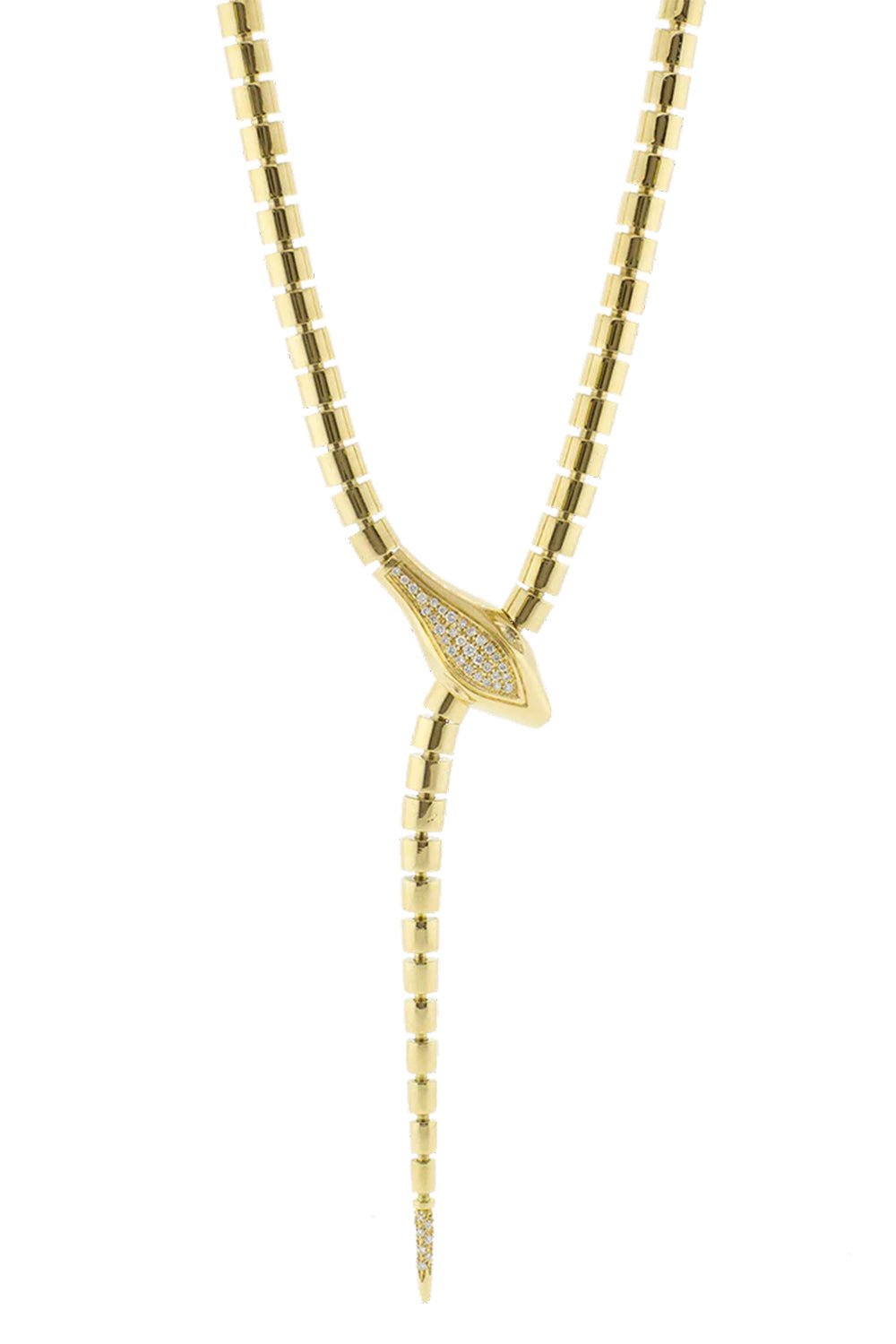 SIDNEY GARBER-Diamond Snake Lariat Wrap Necklace-YELLOW GOLD