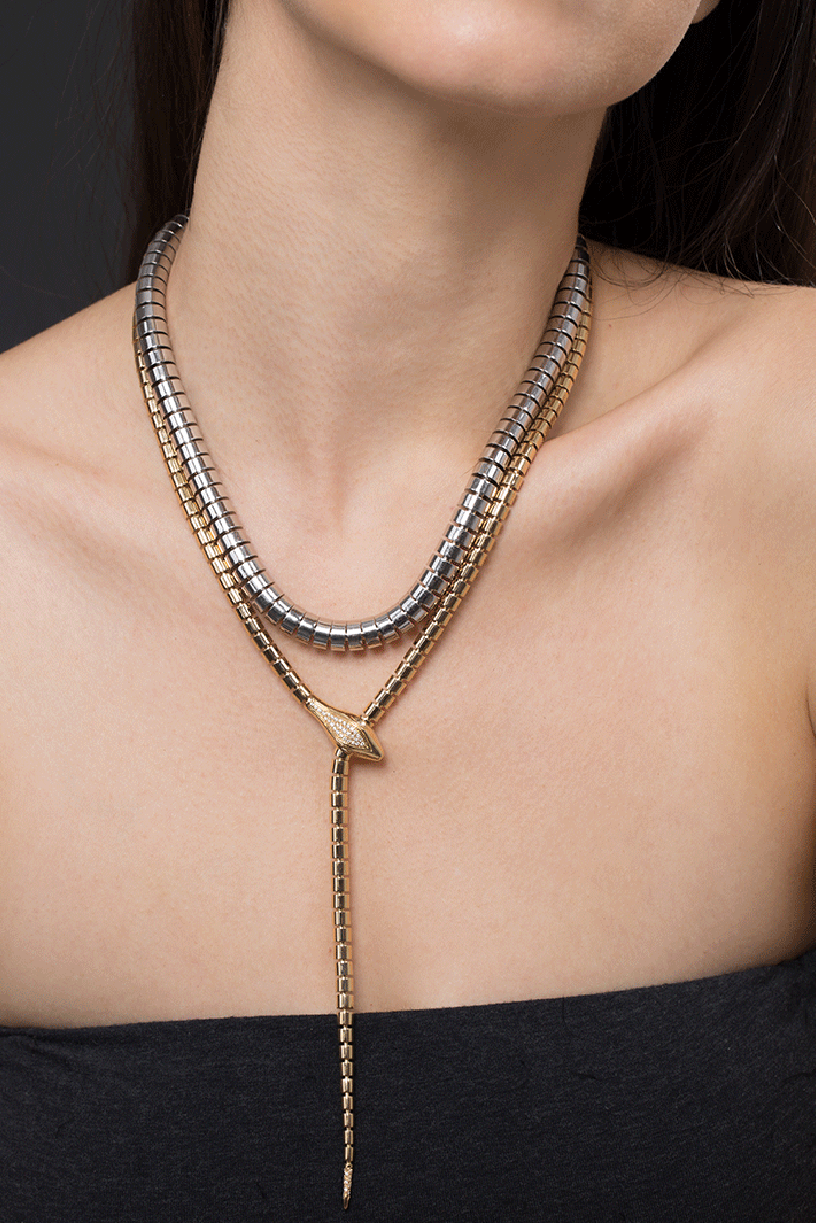 14KT Yellow Gold Diamond Winding Snake Necklace – KFK, Inc.