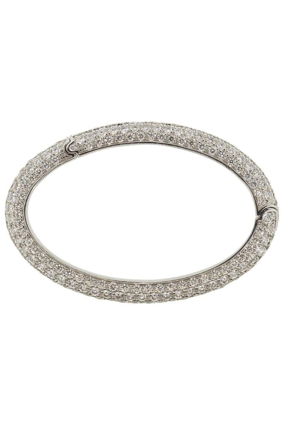 SIDNEY GARBER-Large White Diamond Oval Link Clasp-WHITE GOLD