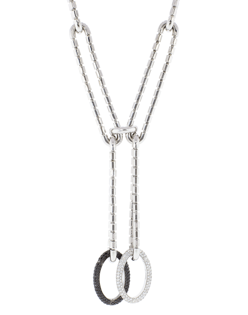 SIDNEY GARBER-Medium Black Diamond Oval Clasp Link-WHITE GOLD