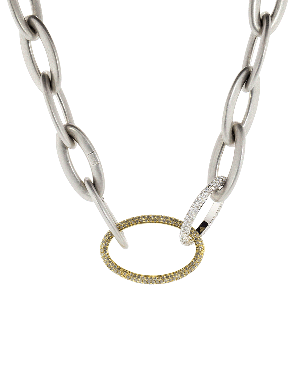 SIDNEY GARBER-Medium Oval Diamond Clasp Link-WHITE GOLD