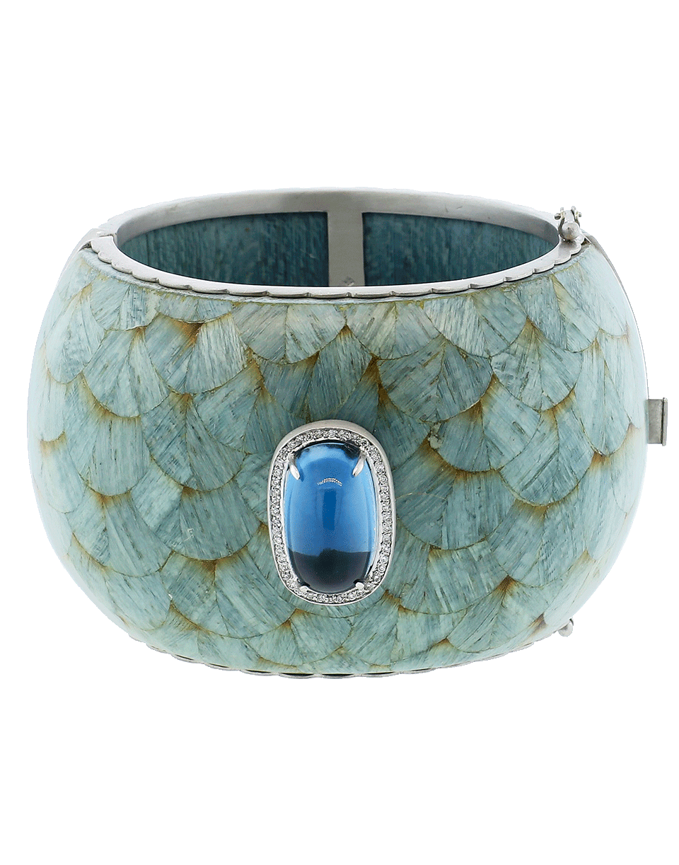 SILVIA FURMANOVICH-Marquetry Light Blue Cuff Bracelet-WHITE GOLD