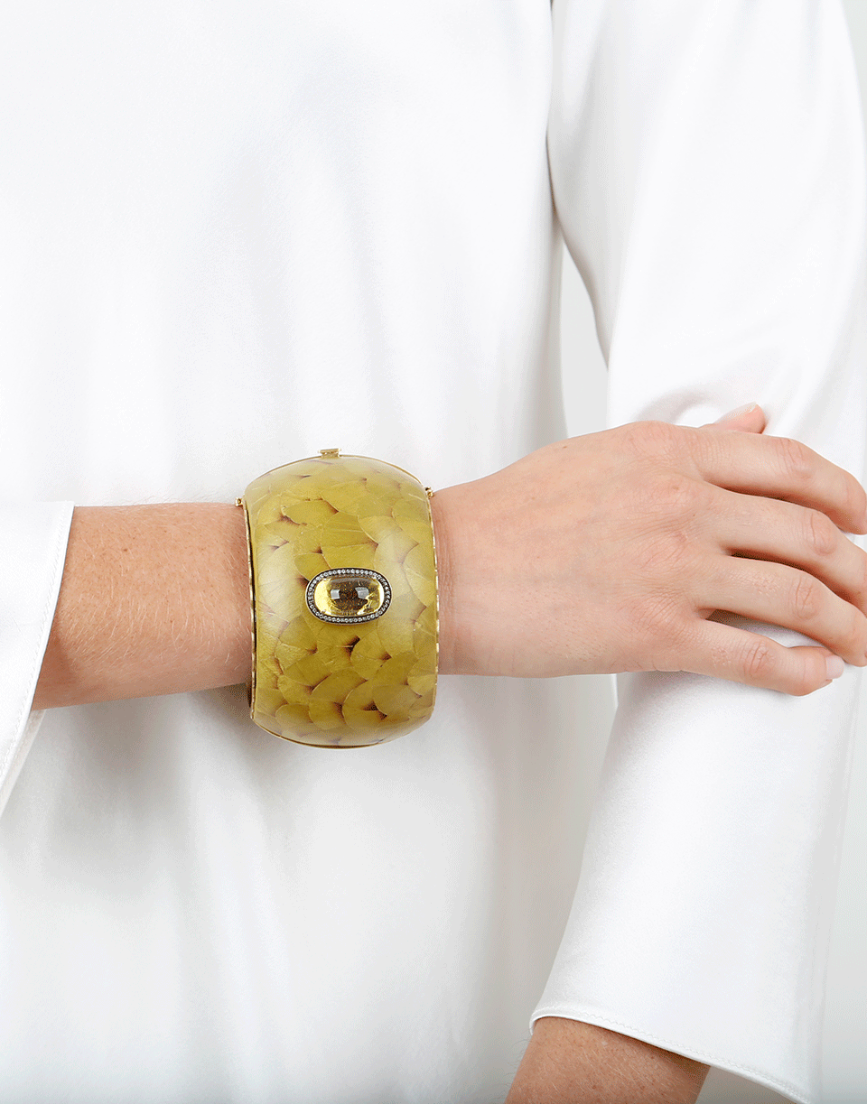 SILVIA FURMANOVICH-Marquetry Louro Abacate Wood Bracelet-YELLOW GOLD