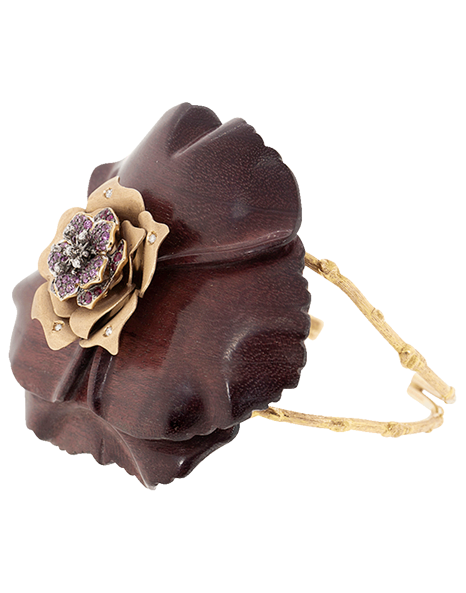 SILVIA FURMANOVICH-Sculptural Botanical Purple Carved Flower Bracelet-ROSE GOLD