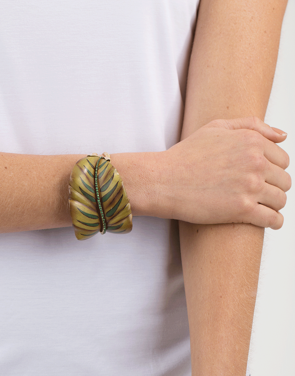 SILVIA FURMANOVICH-Sculptural Botanical Marquetry Leaf Bracelet-YELLOW GOLD