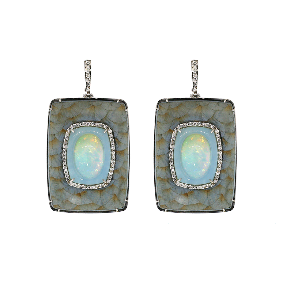 SILVIA FURMANOVICH-Blue Marquetry Opal And Diamond Earrings-WHITE GOLD
