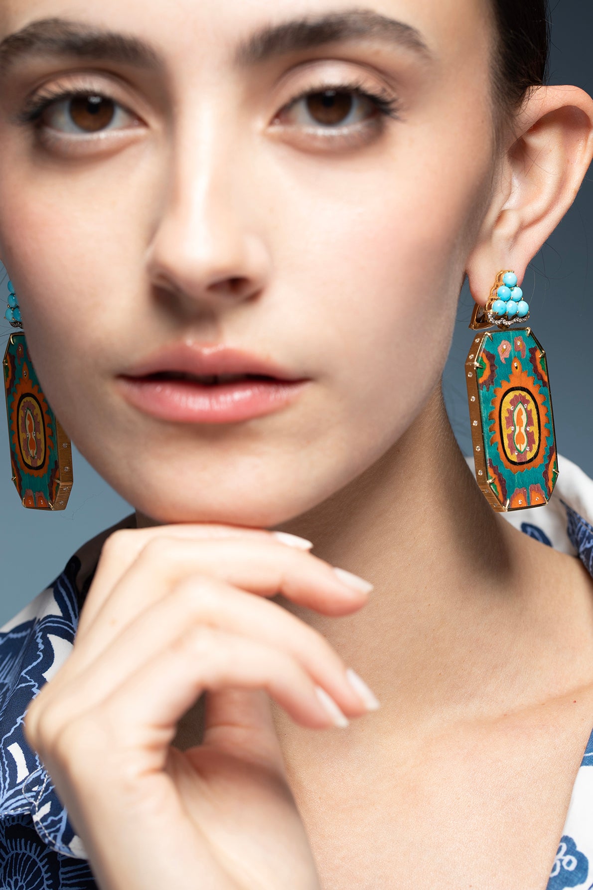 SILVIA FURMANOVICH-Silk Road Marquetry Earrings-YELLOW GOLD
